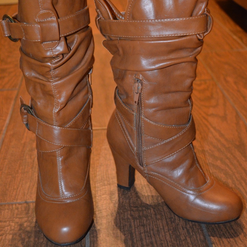 Mid Calf High Heel Boots